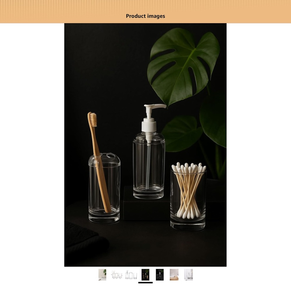 3 Piece Bathroom Accessories - Clear Acrylic Bathroom Set